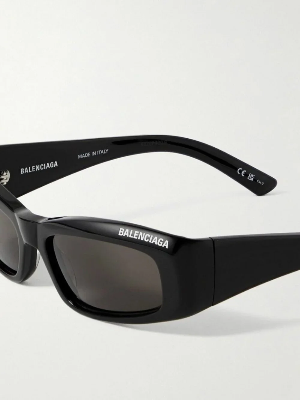 Balenciaga BB0266S black with white logo rectangular sunglasses